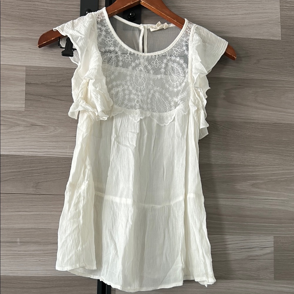 Rebellion White Flutter Sleeve Blouse